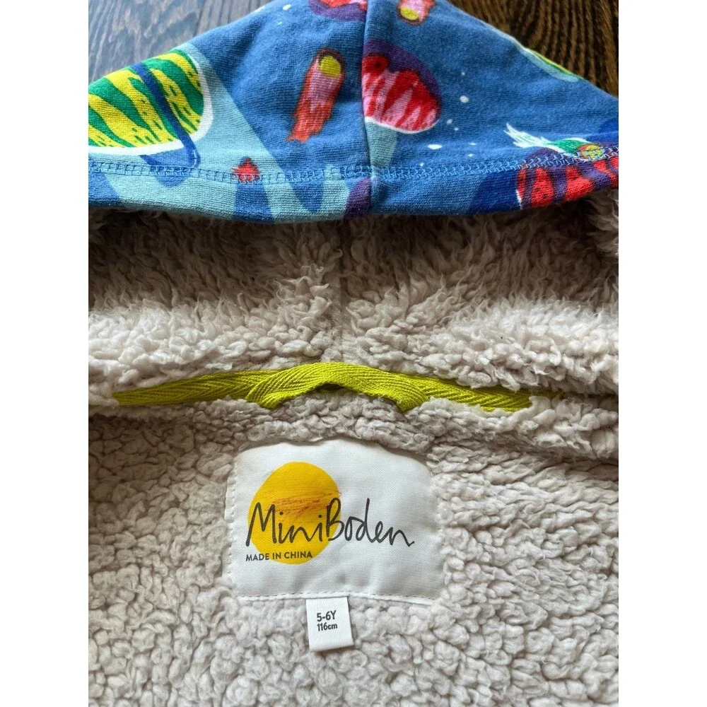 Mini Boden Kids' Shaggy Lined Print Hoodie in Space (5-6Y)